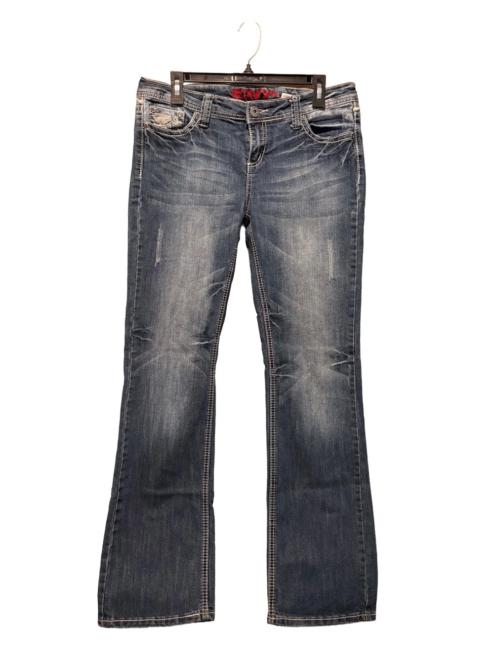 Y2K BONGO Distressed Washed Blue Bootcut Flare Low Rise Jeans